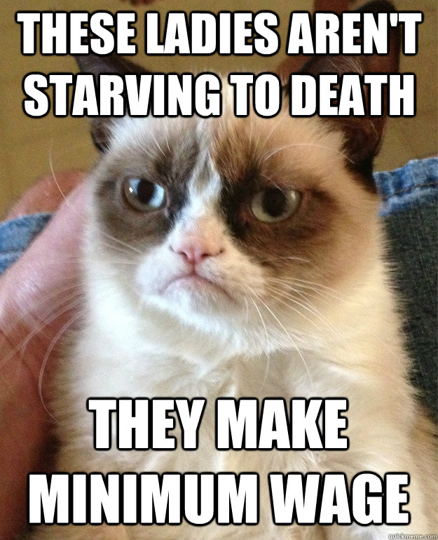 these ladies arent starving to death they make minimum wage - Grumpy Cat