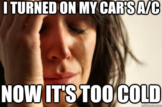 i turned on my cars ac now its too cold - First World Problems