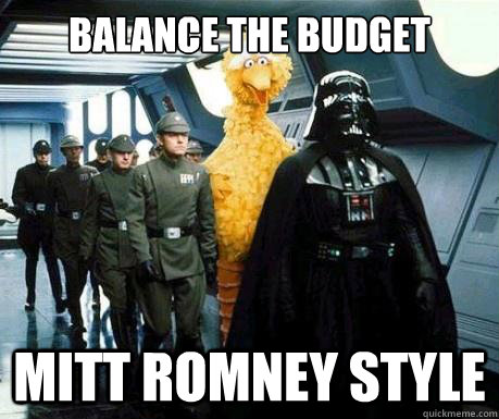 balance the budget mitt romney style - Big Bird