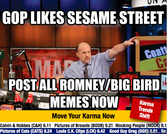 gop likes sesame street post all romneybig bird memes now - Mad Karma with Jim Cramer