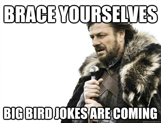 brace yourselves big bird jokes are coming - Brace yourselves