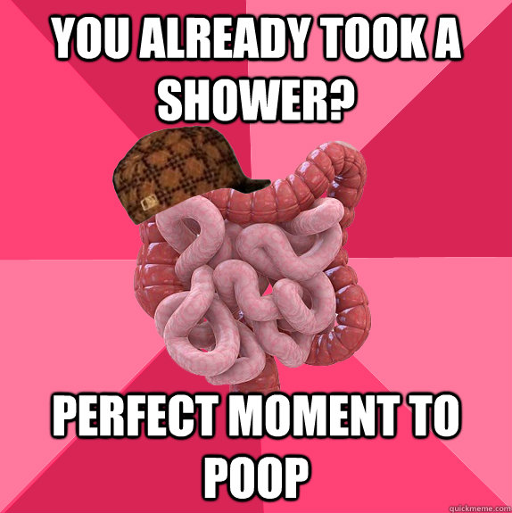 you already took a shower perfect moment to poop - Scumbag Intestines
