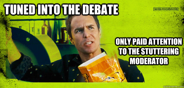 tuned into the debate only paid attention to the stuttering - Seven Psychopaths