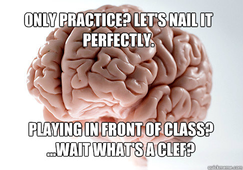 only practice lets nail it perfectly playing in front of - Scumbag Brain