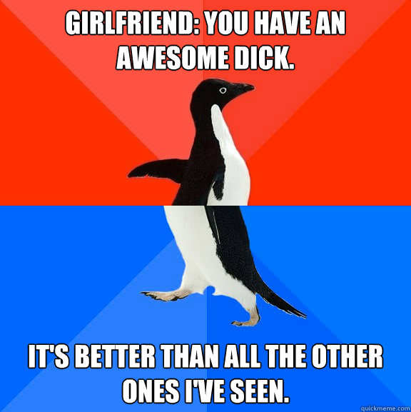 girlfriend you have an awesome dick its better than all t - Socially Awesome Awkward Penguin
