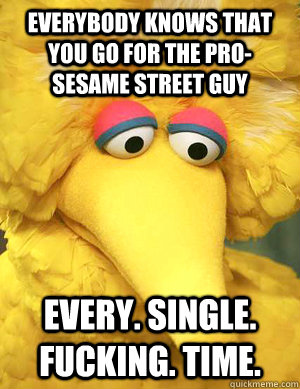 everybody knows that you go for the prosesame street guy ev - Big Bird