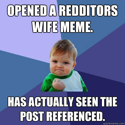 opened a redditors wife meme has actually seen the post ref - Success Kid