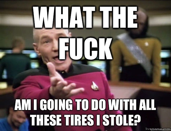 What the fuck Am I going to do with all these tires I stole - Annoyed Picard HD