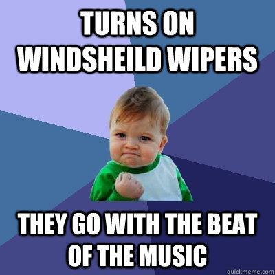 turns on windsheild wipers they go with the beat of the musi - Success Kid