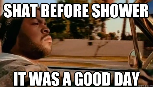 shat before shower it was a good day - It was a good day