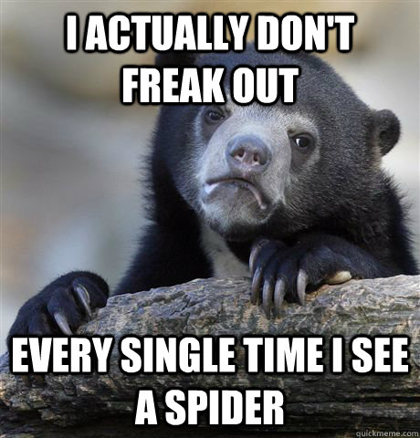 i actually dont freak out every single time i see a spider - Confession Bear