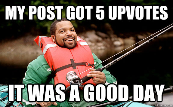 my post got 5 upvotes it was a good day - Success Ice Cube