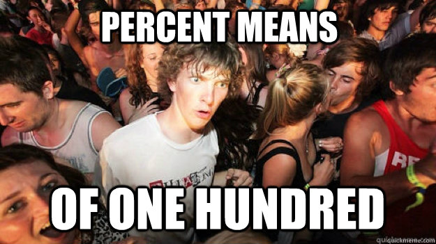 percent means of one hundred - Sudden Clarity Clarence