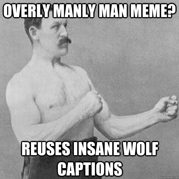 overly manly man meme reuses insane wolf captions - overly manly man