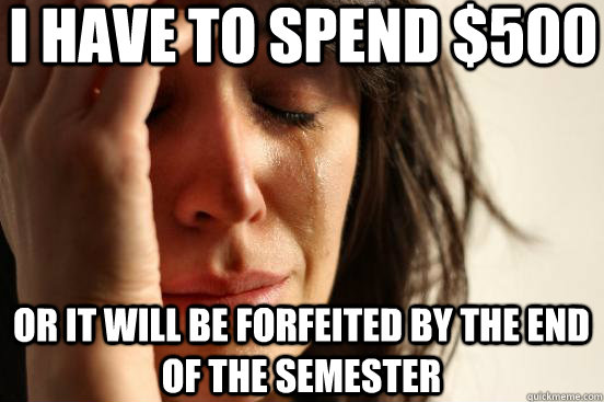 i have to spend 500 or it will be forfeited by the end of t - First World Problems