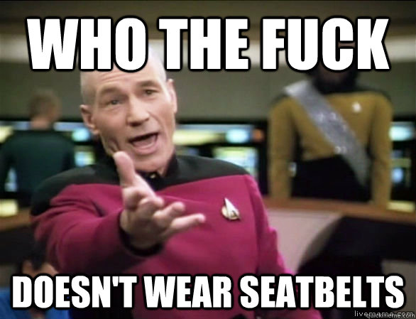 who the fuck doesnt wear seatbelts - Annoyed Picard HD