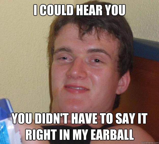i could hear you you didnt have to say it right in my earba - 10 Guy