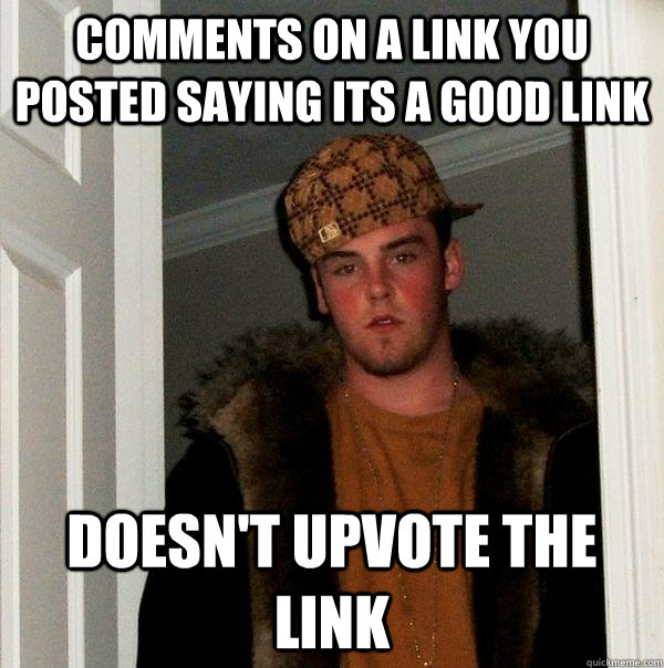 comments on a link you posted saying its a good link doesnt - Scumbag Steve