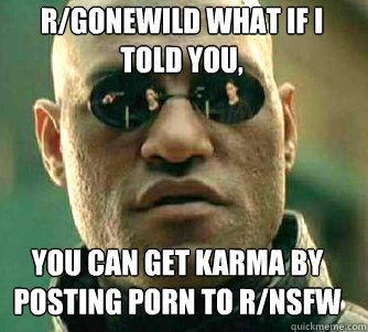rgonewild what if i told you you can get karma by posting - Matrix Morpheus