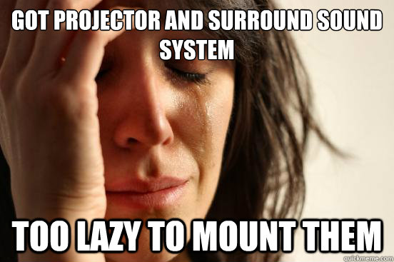got projector and surround sound system too lazy to mount th - First World Problems