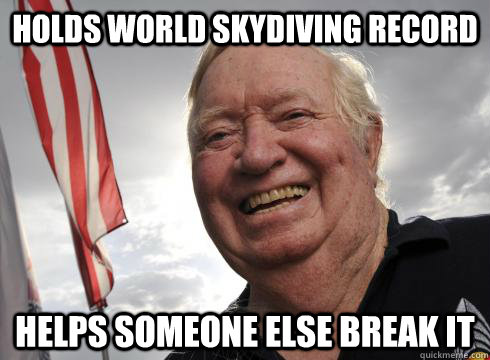 holds world skydiving record helps someone else break it -