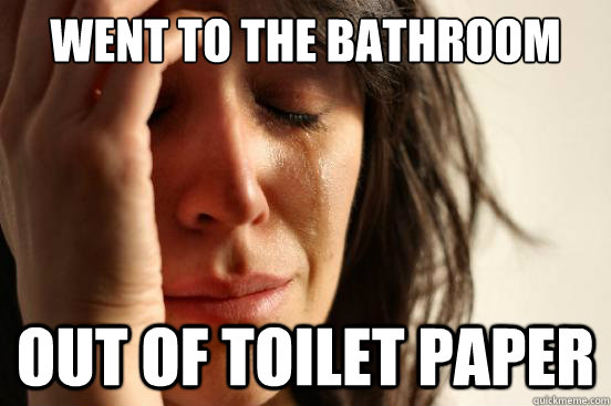 went to the bathroom out of toilet paper - First World Problems