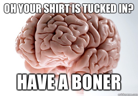 Your shirt is tucked in Have a boner - Scumbag Brain