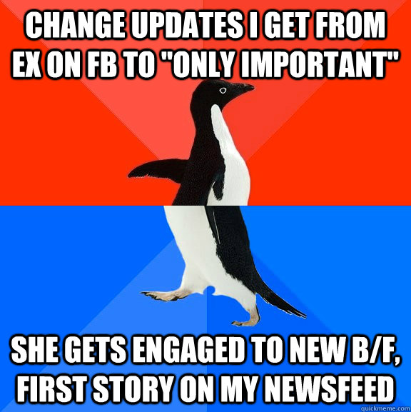 change updates i get from ex on fb to only important she g - Socially Awesome Awkward Penguin