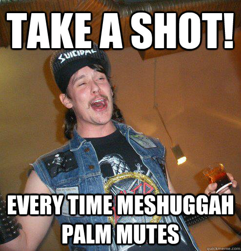 take a shot every time meshuggah palm mutes - Extremely Drunk Metalhead