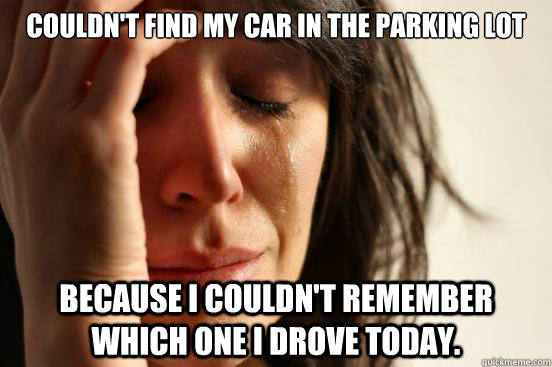 couldnt find my car in the parking lot because i couldnt r - First World Problems