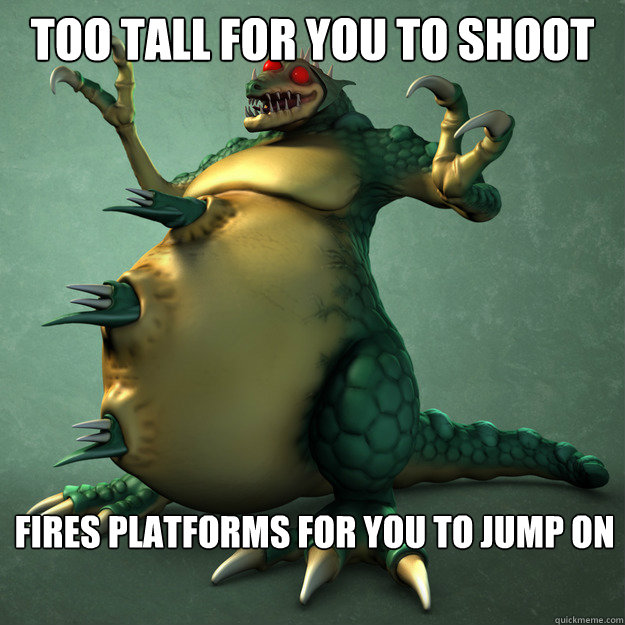 too tall for you to shoot fires platforms for you to jump on - kraid