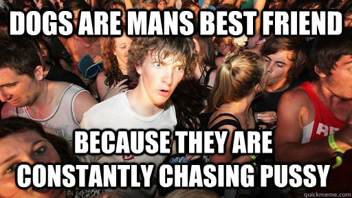 dogs are mans best friend because they are constantly chasin - Sudden Clarity Clarence
