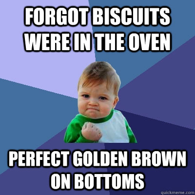 forgot biscuits were in the oven perfect golden brown on bot - Success Kid