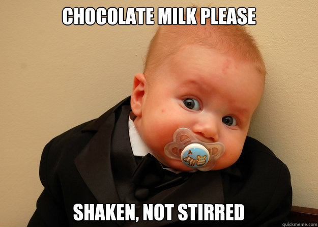 chocolate milk please shaken not stirred - Secret Agent Baby