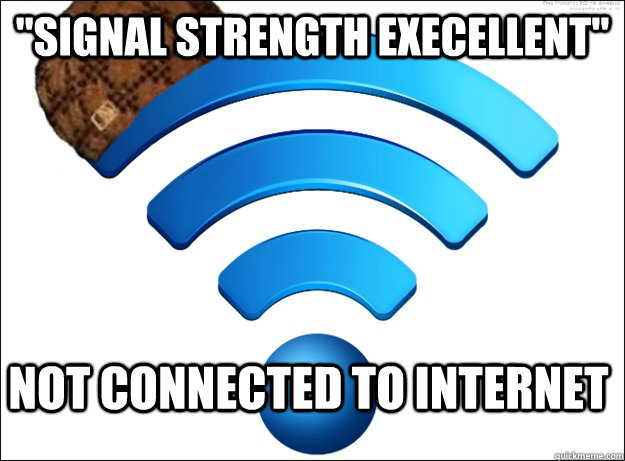 signal strength execellent not connected to internet - Scumbag Wireless