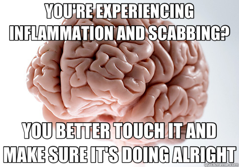 YOU'RE EXPERIENCING INFLAMMATION AND SCABBING? YOU BETTER TO - Scumbag Brain