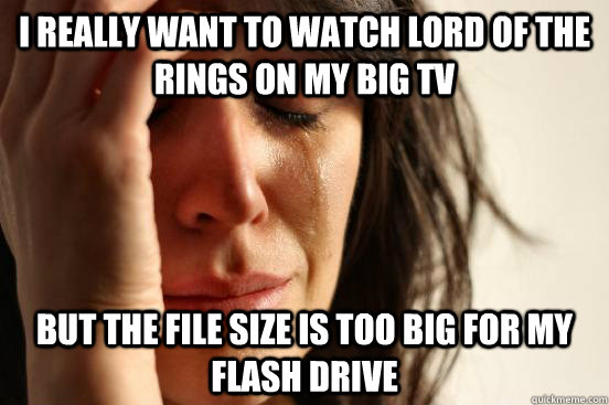 i really want to watch lord of the rings on my big tv but th - First World Problems