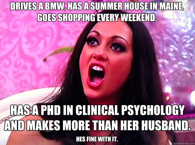 drives a bmw has a summer house in maine goes shopping eve - Feminist Nazi