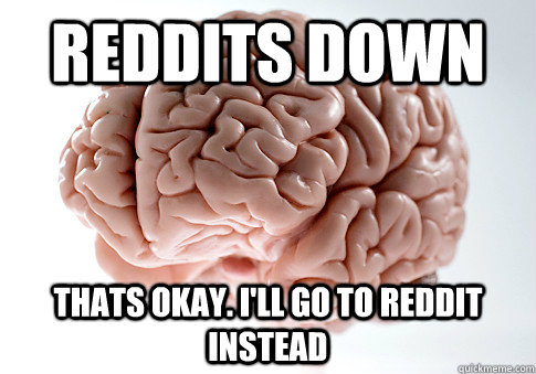 reddits down thats okay ill go to reddit instead - Scumbag Brain