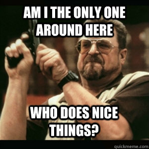 am i the only one around here who does nice things - AM I THE ONLY ONE AROUND HERE