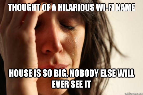 thought of a hilarious wifi name house is so big nobody el - First World Problems
