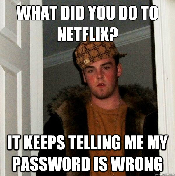 what did you do to netflix it keeps telling me my password - Scumbag Steve