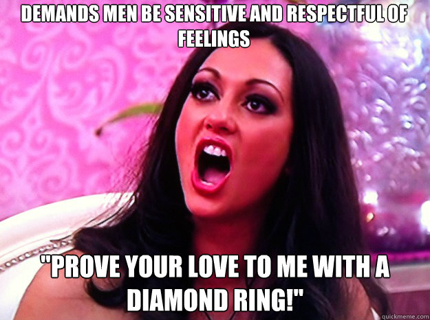 demands men be sensitive and respectful of feelings prove y - Feminist Nazi