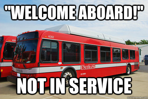 welcome aboard not in service -