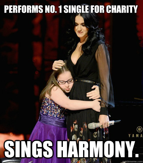 performs no 1 single for charity sings harmony - Good Girl Katy Perry