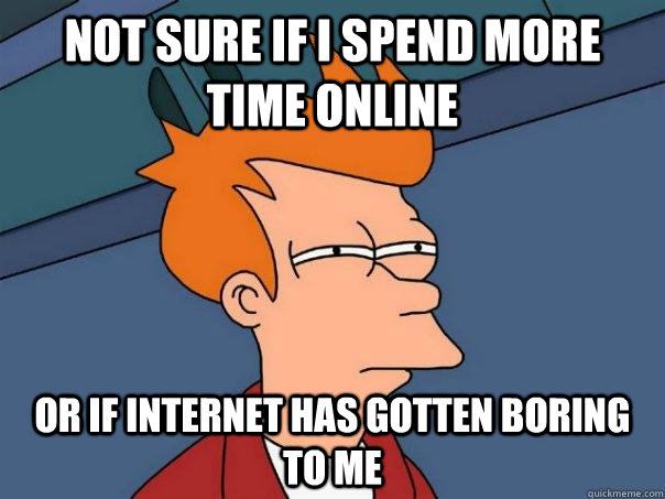 not sure if i spend more time online or if internet has gott - Futurama Fry