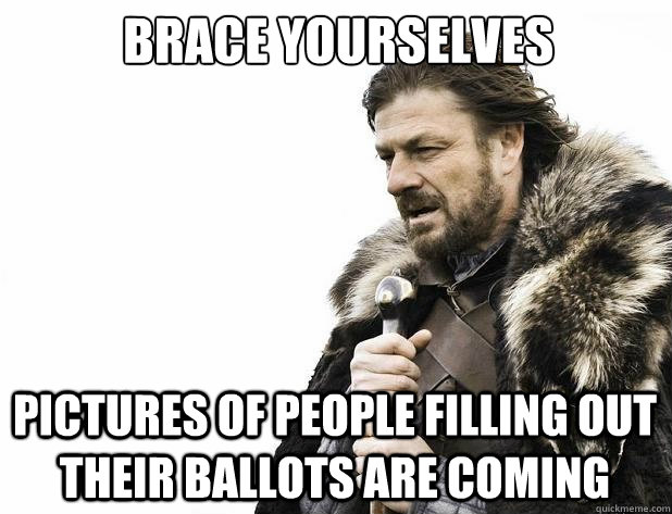 brace yourselves pictures of people filling out their ballot - Brace Yourself