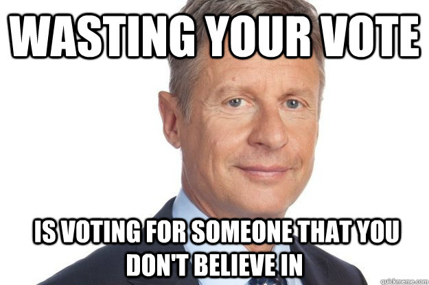 wasting your vote is voting for someone that you dont beli -