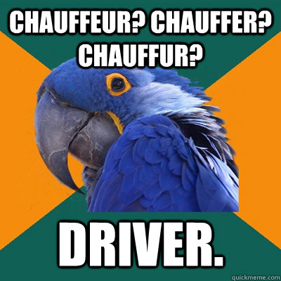 chauffeur chauffer chauffur driver - Paranoid Parrot