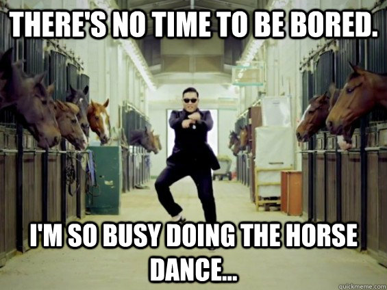 theres no time to be bored im so busy doing the horse da -